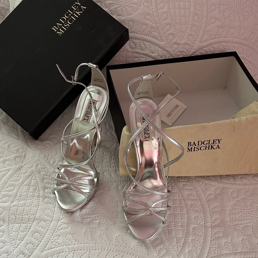 Badgley Mischka Metallic Silver Heels